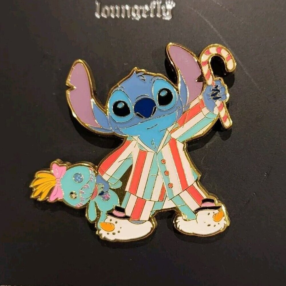 Loungefly Disney Lilo and Stitch Holiday Pajamas PJs Scrump Enamel Pin NEW